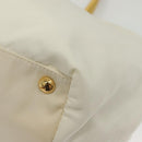 PRADA Ribbon Hand Bag Nylon White Gold Auth 140482-16