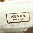 PRADA Ribbon Hand Bag Nylon White Gold Auth 140482-17