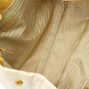 PRADA Ribbon Hand Bag Nylon White Gold Auth 140482-11