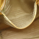 PRADA Ribbon Hand Bag Nylon White Gold Auth 140482-20