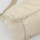 PRADA Shoulder Bag Nylon Beige Silver Auth 140483-11
