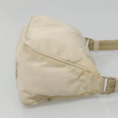 PRADA Shoulder Bag Nylon Beige Silver Auth 140483-4