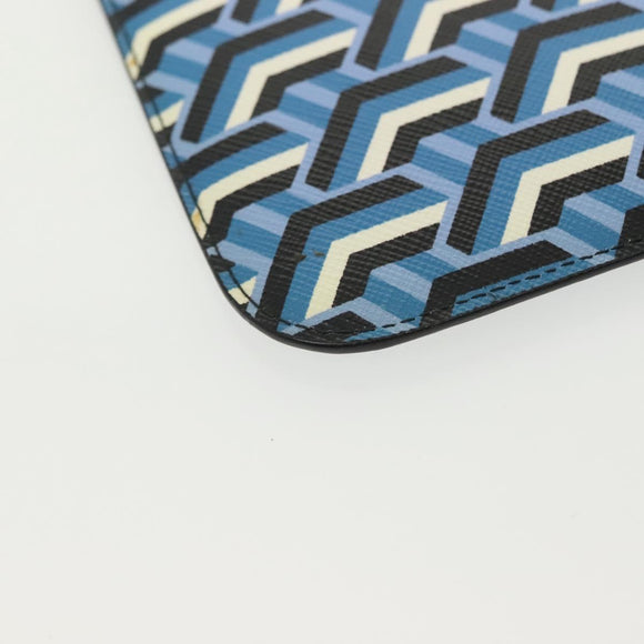 PRADA Tablet Case Leather Blue Auth 140487