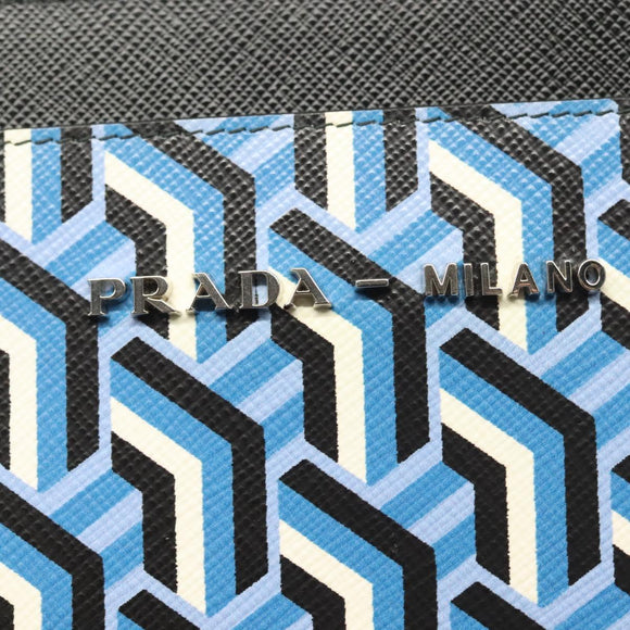 PRADA Tablet Case Leather Blue Auth 140487