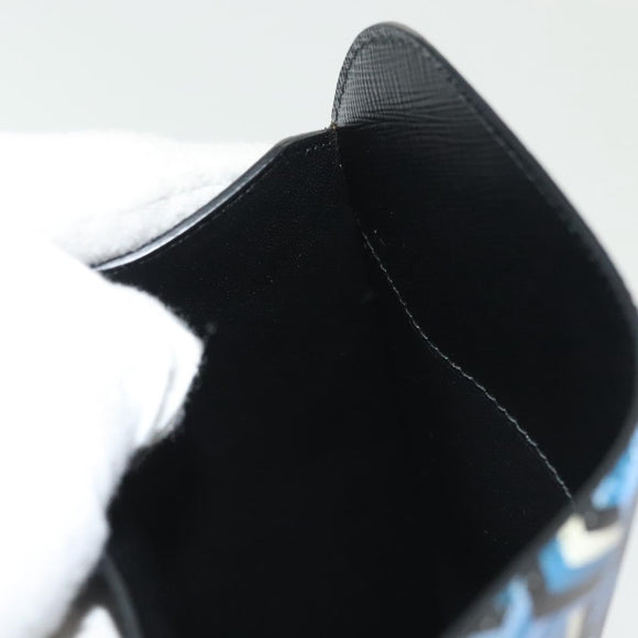 PRADA Tablet Case Leather Blue Auth 140487