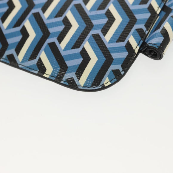 PRADA Tablet Case Leather Blue Auth 140487