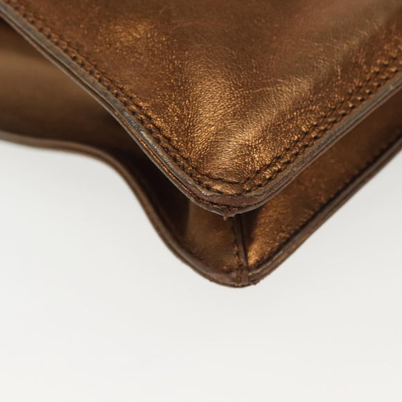 CHANEL Shoulder Bag Leather Gold CC Auth 140488