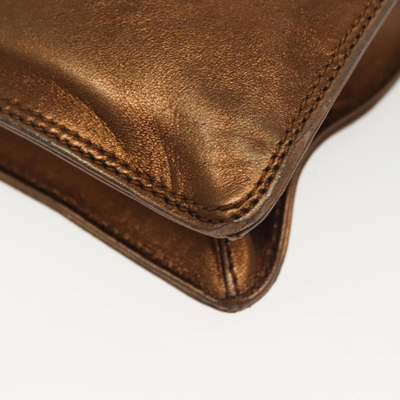 CHANEL Shoulder Bag Leather Gold CC Auth 140488