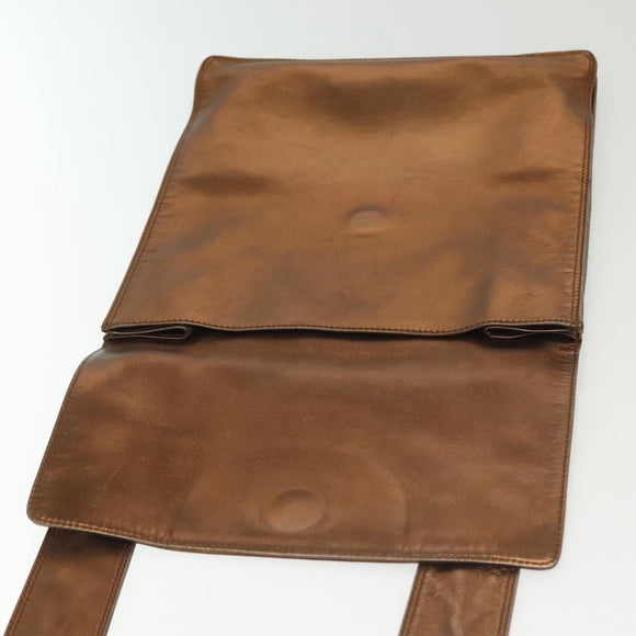 CHANEL Shoulder Bag Leather Gold CC Auth 140488