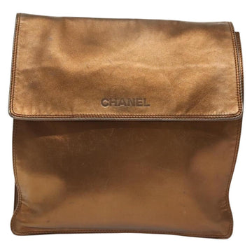 CHANEL Shoulder Bag Leather Gold CC Auth 140488 - 0