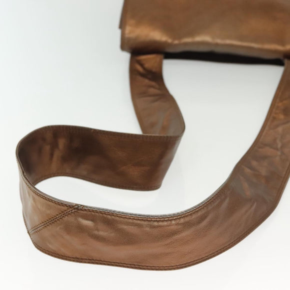 CHANEL Shoulder Bag Leather Gold CC Auth 140488