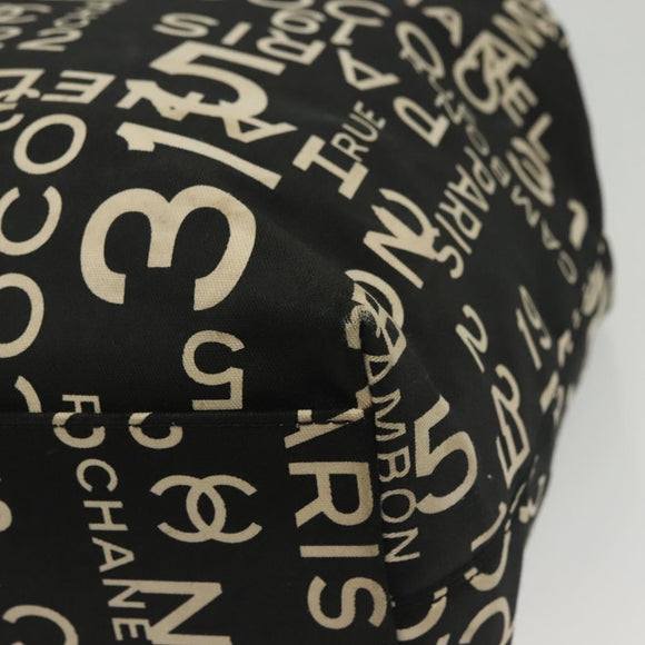 CHANEL Bysy Line Shoulder Bag Canvas Black Silver CC Auth 140489