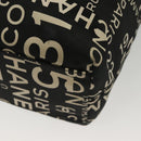 CHANEL Bysy Line Shoulder Bag Canvas Black Silver CC Auth 140489-17