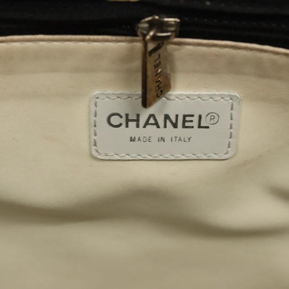 CHANEL Bysy Line Shoulder Bag Canvas Black Silver CC Auth 140489