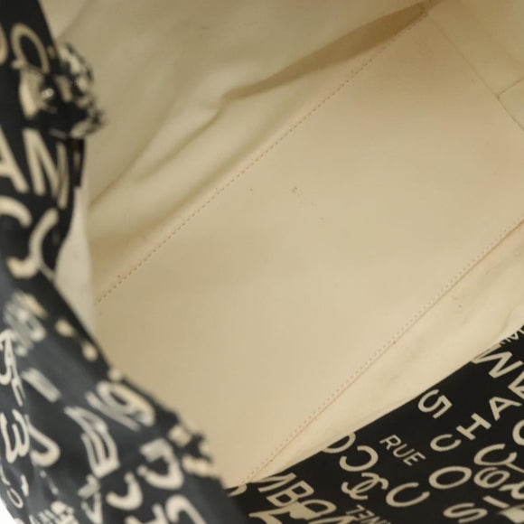 CHANEL Bysy Line Shoulder Bag Canvas Black Silver CC Auth 140489