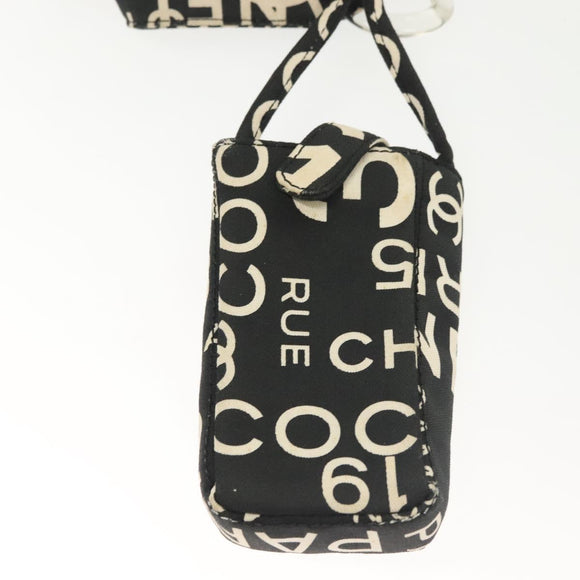 CHANEL Bysy Line Shoulder Bag Canvas Black Silver CC Auth 140489