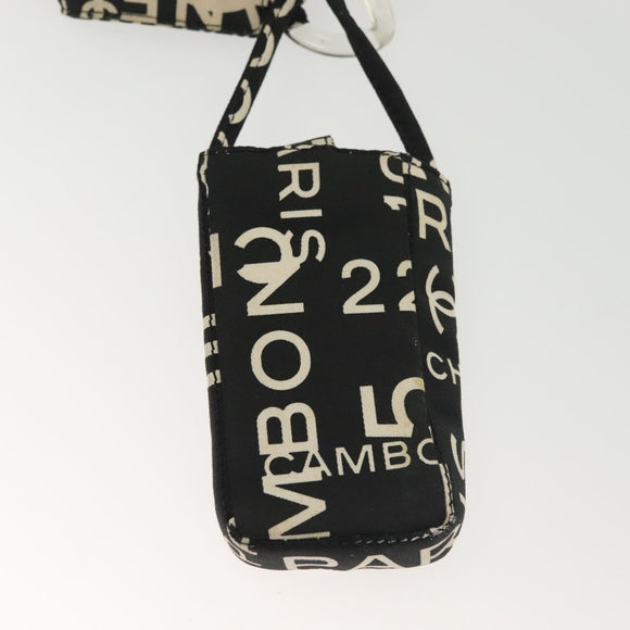 CHANEL Bysy Line Shoulder Bag Canvas Black Silver CC Auth 140489