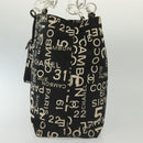 CHANEL Bysy Line Shoulder Bag Canvas Black Silver CC Auth 140489-4