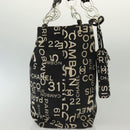 CHANEL Bysy Line Shoulder Bag Canvas Black Silver CC Auth 140489-4