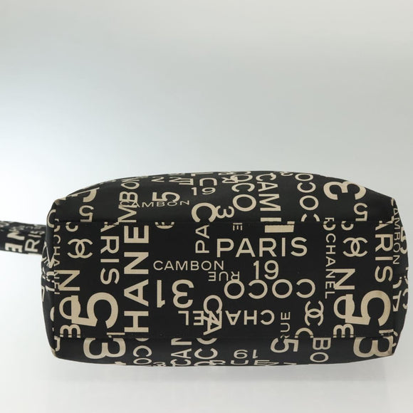 CHANEL Bysy Line Shoulder Bag Canvas Black Silver CC Auth 140489