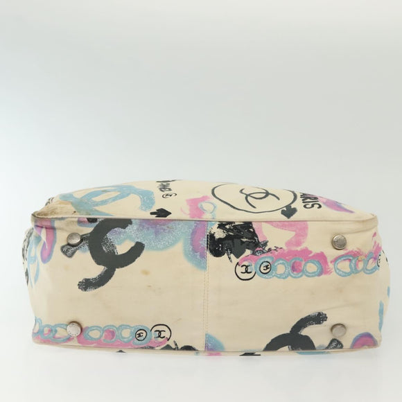 CHANEL New Travel Line Bag Canvas Hawaii Limited White Silver CC Auth 140490