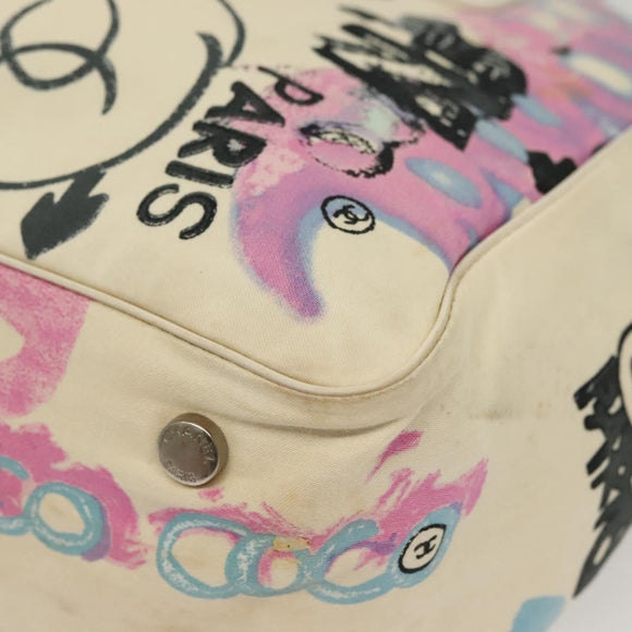 CHANEL New Travel Line Bag Canvas Hawaii Limited White Silver CC Auth 140490