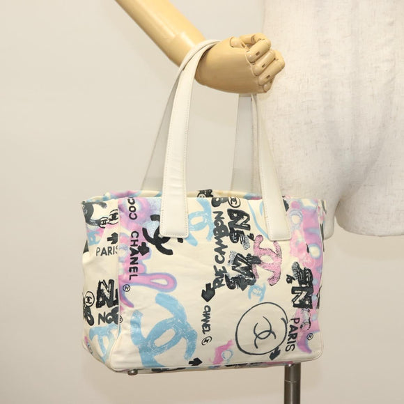 CHANEL New Travel Line Bag Canvas Hawaii Limited White Silver CC Auth 140490