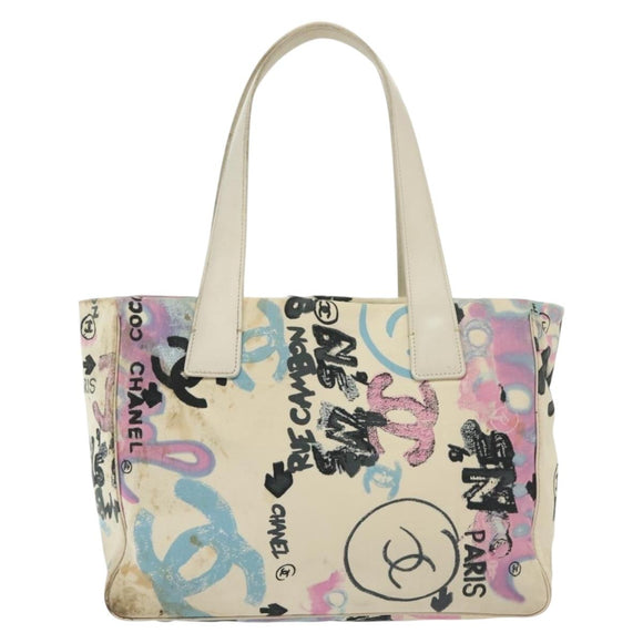 CHANEL New Travel Line Bag Canvas Hawaii Limited White Silver CC Auth 140490