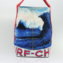 CHANEL Surfline Tote Bag Canvas Blue White Red CC Auth 140491-3