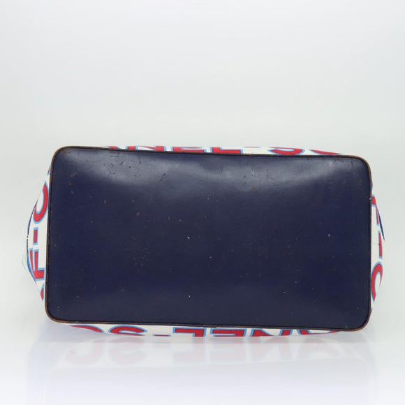 CHANEL Surfline Tote Bag Canvas Blue White Red CC Auth 140491