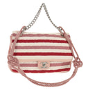 CHANEL Matelasse Chain Bag Knitted Fabrics 2way Pink Silver CC Auth 140495SM-1