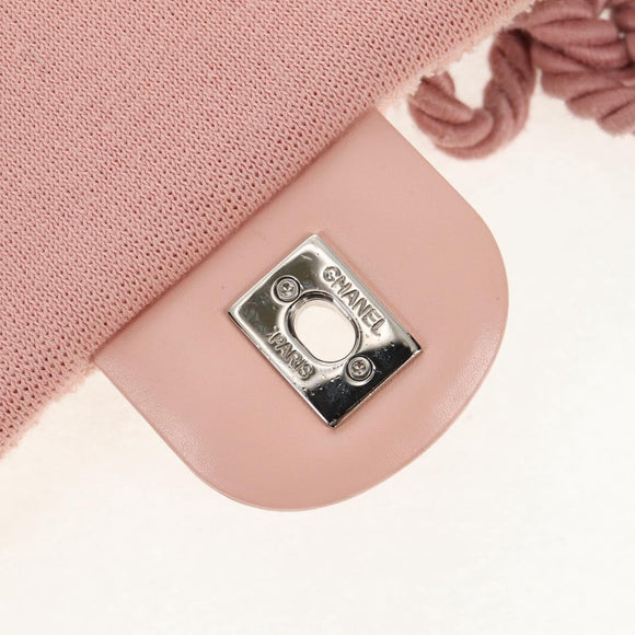 CHANEL Matelasse Chain Bag Knitted Fabrics 2way Pink Silver CC Auth 140495SM