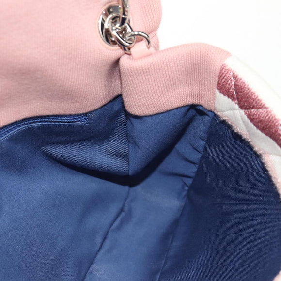 CHANEL Matelasse Chain Bag Knitted Fabrics 2way Pink Silver CC Auth 140495SM