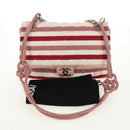 CHANEL Matelasse Chain Bag Knitted Fabrics 2way Pink Silver CC Auth 140495M-12