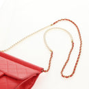 CHANEL Chain Matelasse Shoulder Bag Calf Skin 2way Red Gold CC Auth 140496M-16