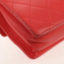 CHANEL Chain Matelasse Shoulder Bag Calf Skin 2way Red Gold CC Auth 140496M-19