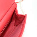 CHANEL Chain Matelasse Shoulder Bag Calf Skin 2way Red Gold CC Auth 140496M-24