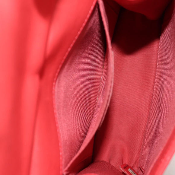 CHANEL Chain Matelasse Shoulder Bag Calf Skin 2way Red Gold CC Auth 140496M