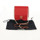 CHANEL Chain Matelasse Shoulder Bag Calf Skin 2way Red Gold CC Auth 140496M-12