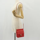 CHANEL Chain Matelasse Shoulder Bag Calf Skin 2way Red Gold CC Auth 140496M-27