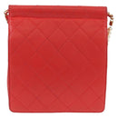 CHANEL Chain Matelasse Shoulder Bag Calf Skin 2way Red Gold CC Auth 140496M-2