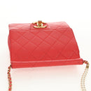 CHANEL Chain Matelasse Shoulder Bag Calf Skin 2way Red Gold CC Auth 140496M-14