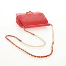 CHANEL Chain Matelasse Shoulder Bag Calf Skin 2way Red Gold CC Auth 140496M-7