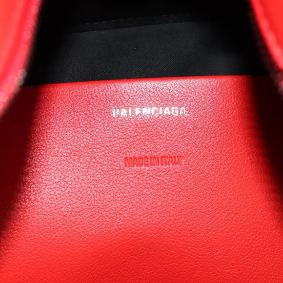 BALENCIAGA 4X4 Hand Bag Leather 2way Red Silver 748197 Auth 140502SAM