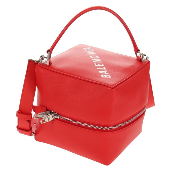 BALENCIAGA 4X4 Hand Bag Leather 2way Red Silver 748197 Auth 140502SAM