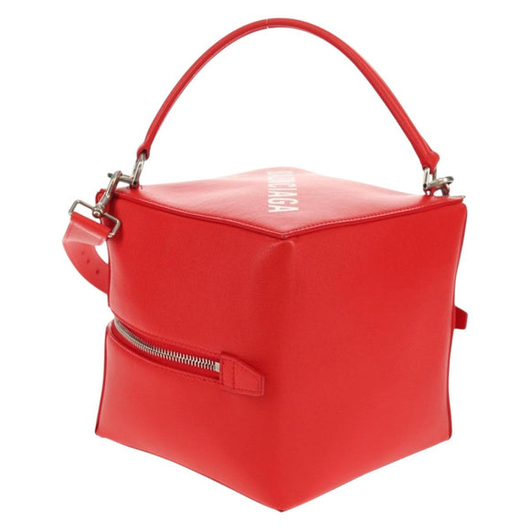 BALENCIAGA 4X4 Hand Bag Leather 2way Red Silver 748197 Auth 140502SAM