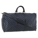 LOUIS VUITTON Damier Cobalt Keepall Bandouliere 55 Boston Bag N41356 Auth 140505-1