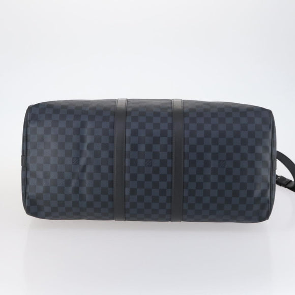 LOUIS VUITTON Damier Cobalt Keepall Bandouliere 55 Boston Bag N41356 Auth 140505
