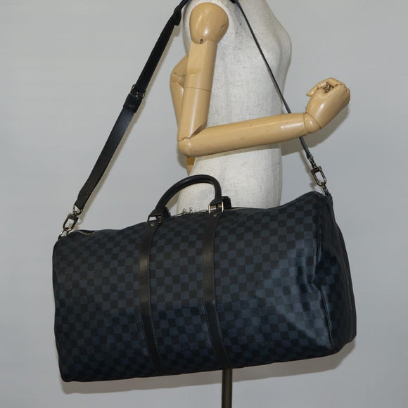 LOUIS VUITTON Damier Cobalt Keepall Bandouliere 55 Boston Bag N41356 Auth 140505