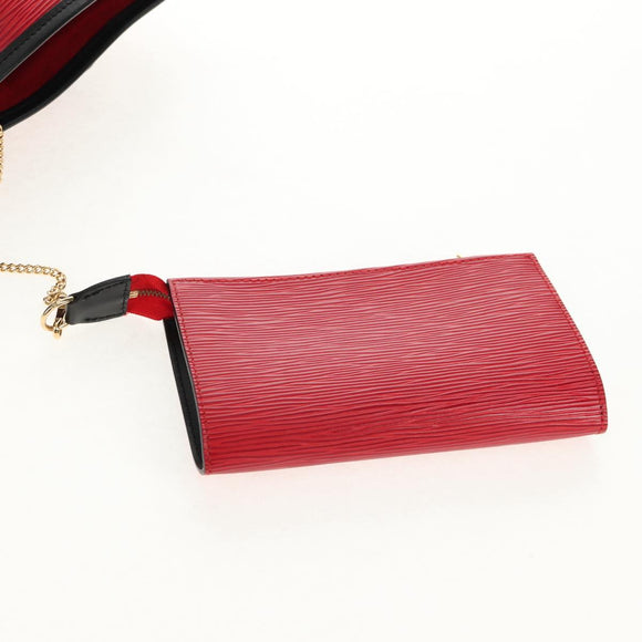 LOUIS VUITTON Epi Bucket PM Shoulder Bag SPO Red Black LV Auth 140506V